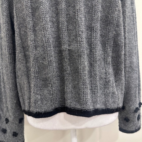 Deirdre McGuire Alpaca Wool Cardigan Gray Black Floral 3D Knit Ireland Cottage L - Picture 8 of 12